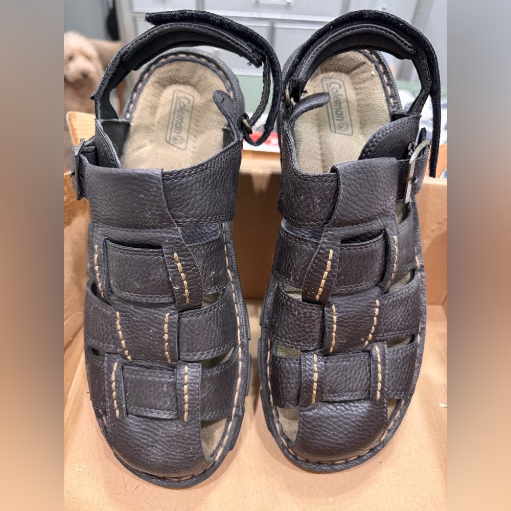 Coleman Black Leather Men's Sandals